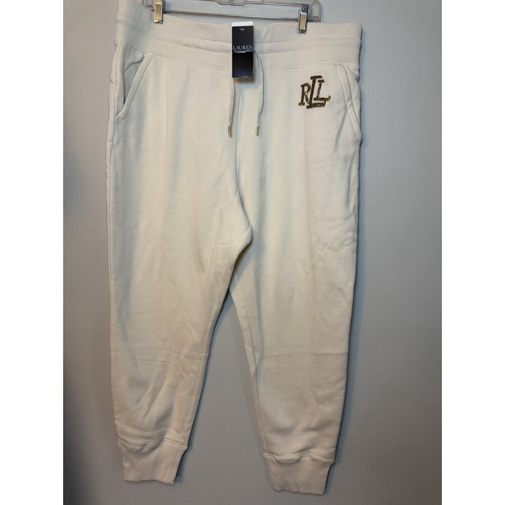 Lauren Ralph Lauren Women's Cream Jogger Drawstring Logo Sz XXL NWT $145